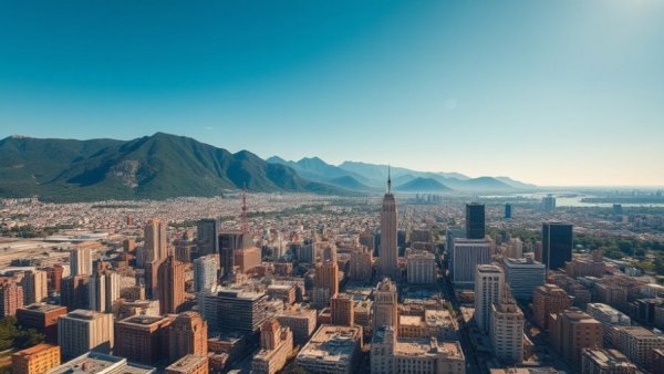 Aerial view of city with mountains, Trump Venezuela oil strategy.