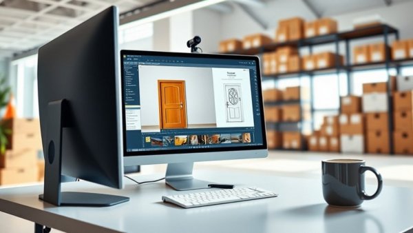 Office setup showing CDF Distributors ProBuilder tool on a computer.