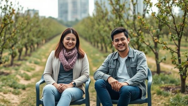Corner Orchard urban farming Stop Six: relaxed scene in an orchard.