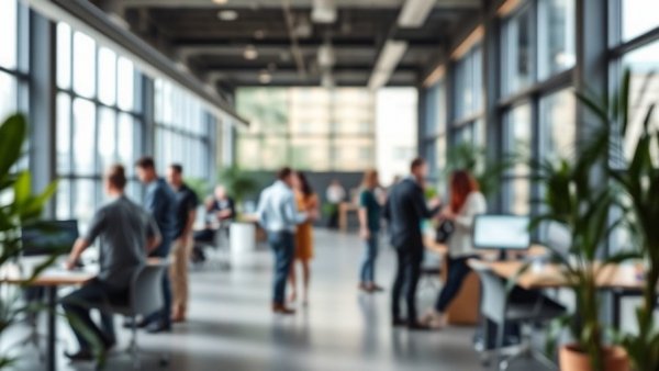 Blurry modern office with people working, highlighting underreported workplace injuries.