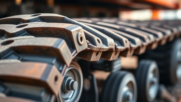 Close-up of JLG 1043T Quad Track Telehandler track, detailed view.