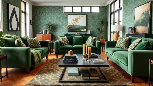 Modern living room decor showcasing 2026 decor trends with rich textures.