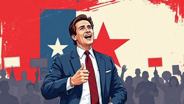 Stylized illustration of grassroots political power in Texas.