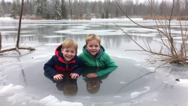 3 young brothers drown after falling through ice into pond