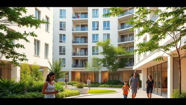 Rebuilding Los Angeles after wildfires: Courtyard of renewed community.