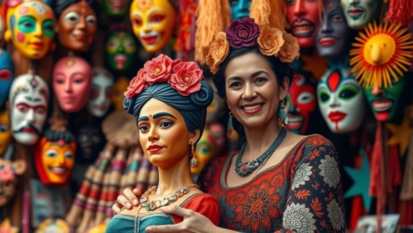 Willy Baltazar's cultural journey: Artisan with Frida Kahlo sculpture.