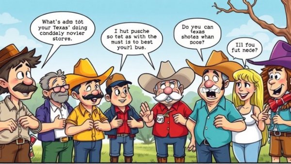 Humorous Texas-themed comic strip illustrating unique state stories.