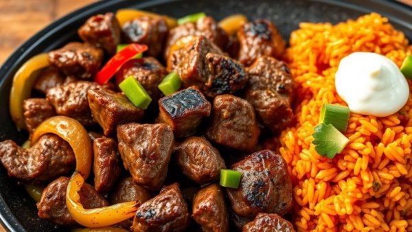 Authentic sizzling beef fajitas with sides at Los Charros Tex-Mex Smokehouse.