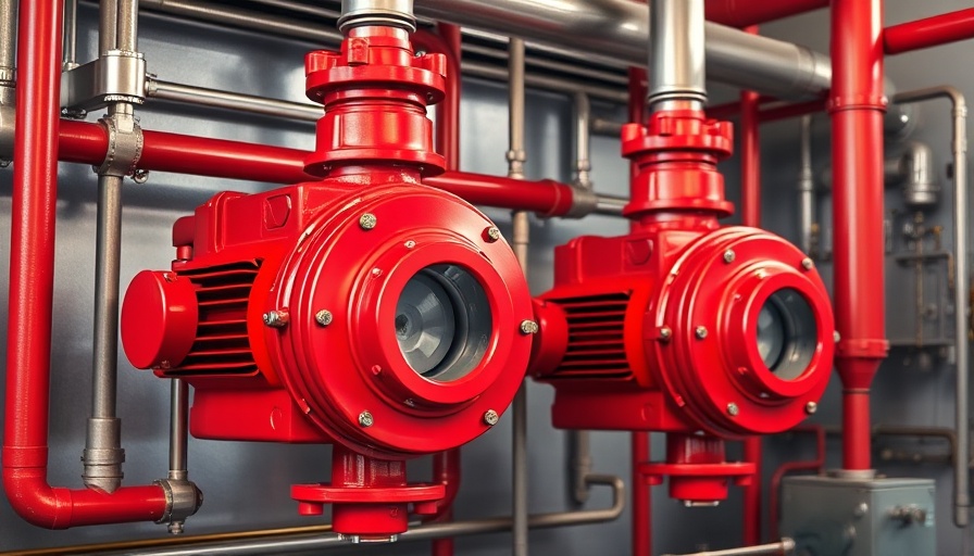Two pumps in hydronics system with piping connections.