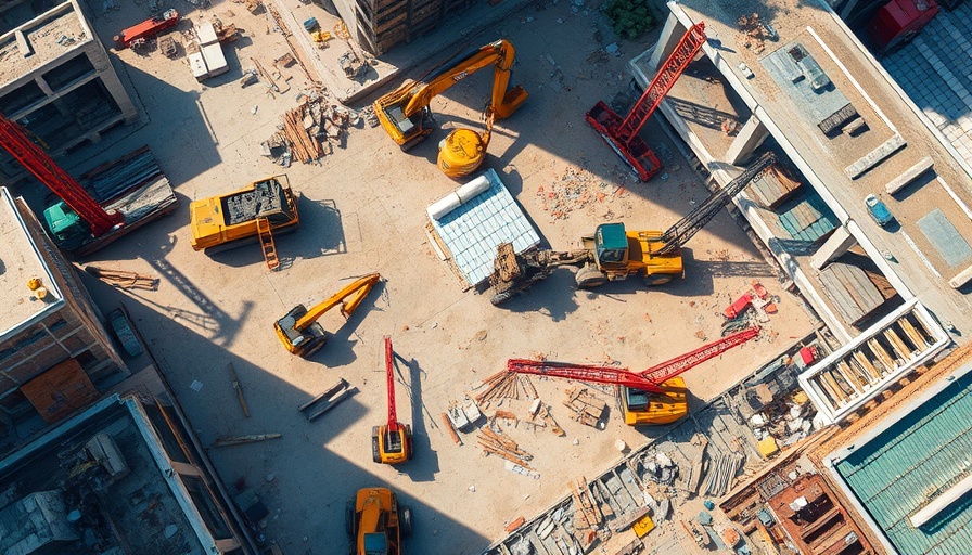 Aerial view of construction site reflecting Tutor Perini profit backlog.