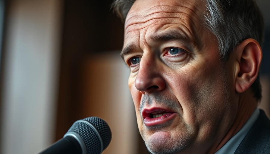 AI Moratorium Controversy: Man speaking into a microphone, close-up.