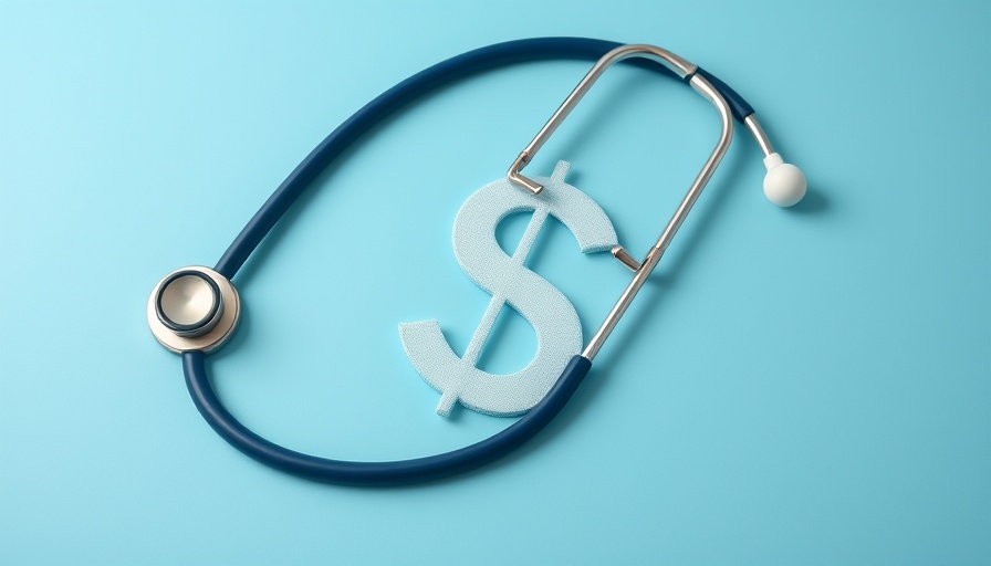 Stethoscope shaping a dollar sign on blue, symbolizing healthcare costs.