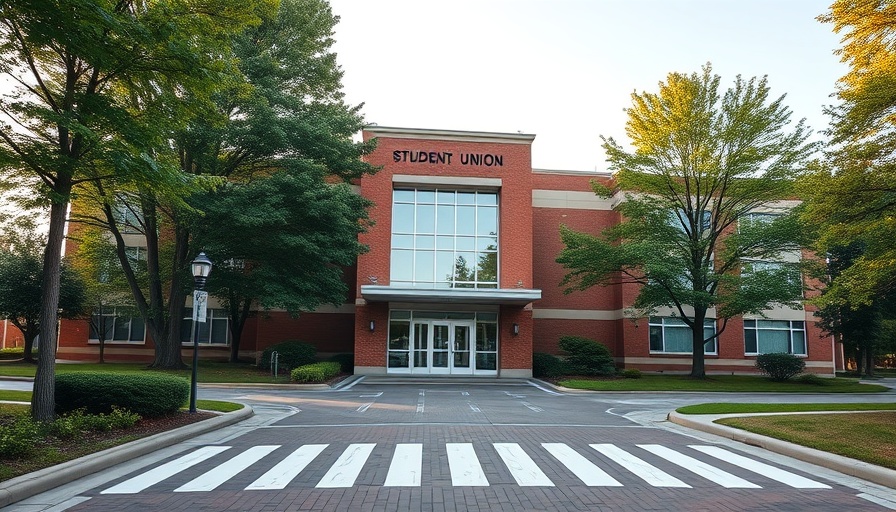 Northwest ISD budget and raises: Modern student union building at sunrise.