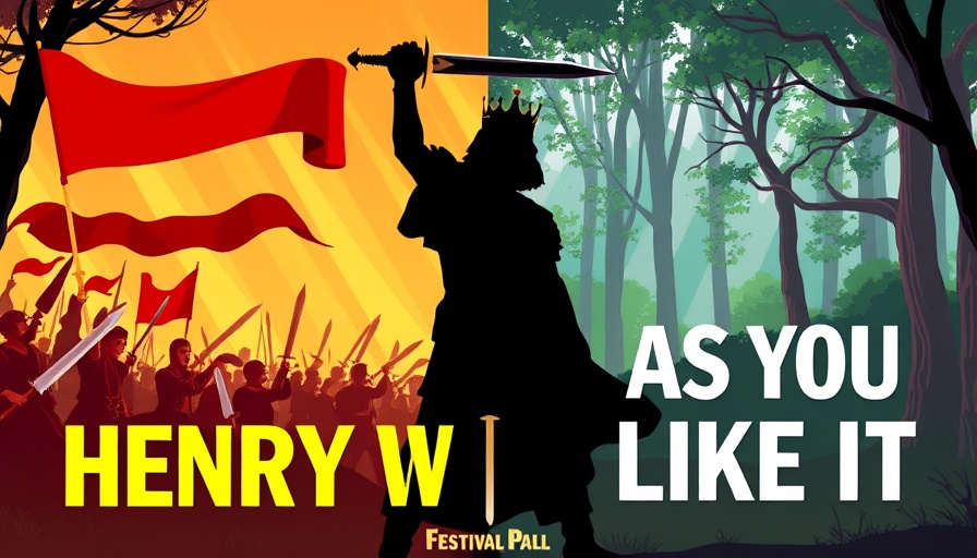 Houston Shakespeare Festival poster featuring Henry V and As You Like It.