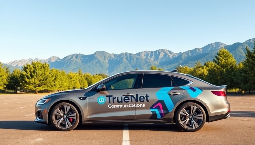 TrueNet's tech-driven vehicle in scenic mountain setting