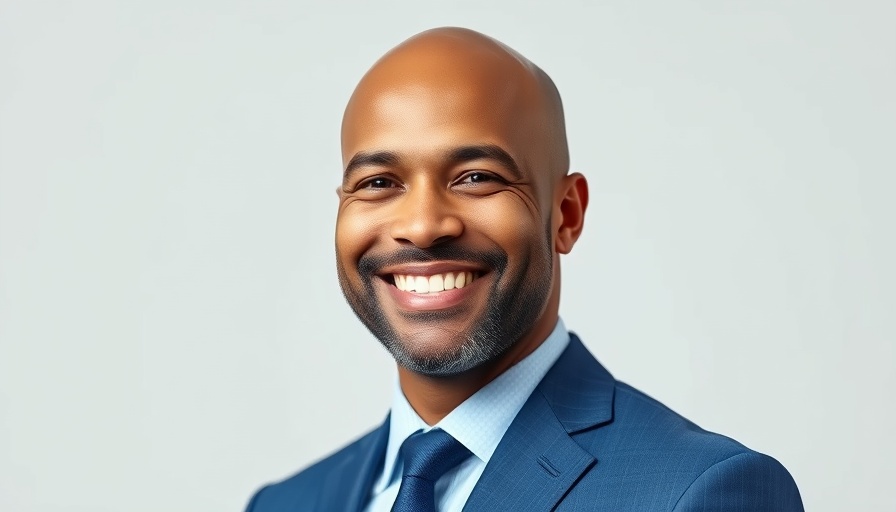 Giulio Marcato Leadership Saniflo USA: confident man smiling in blue suit.