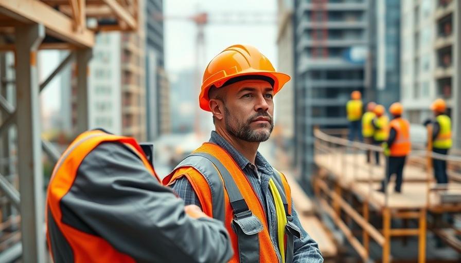 Construction worker ensuring job site safety and construction risks.
