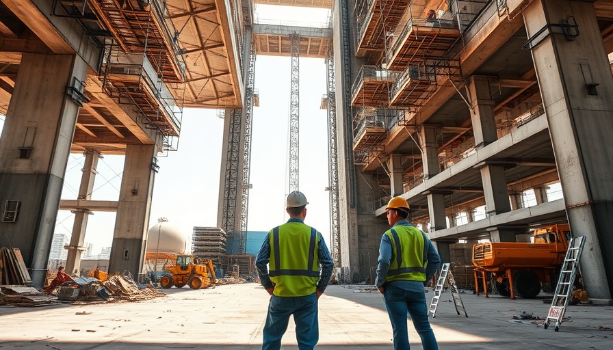 Construction workers at site as US construction starts surged 16%.