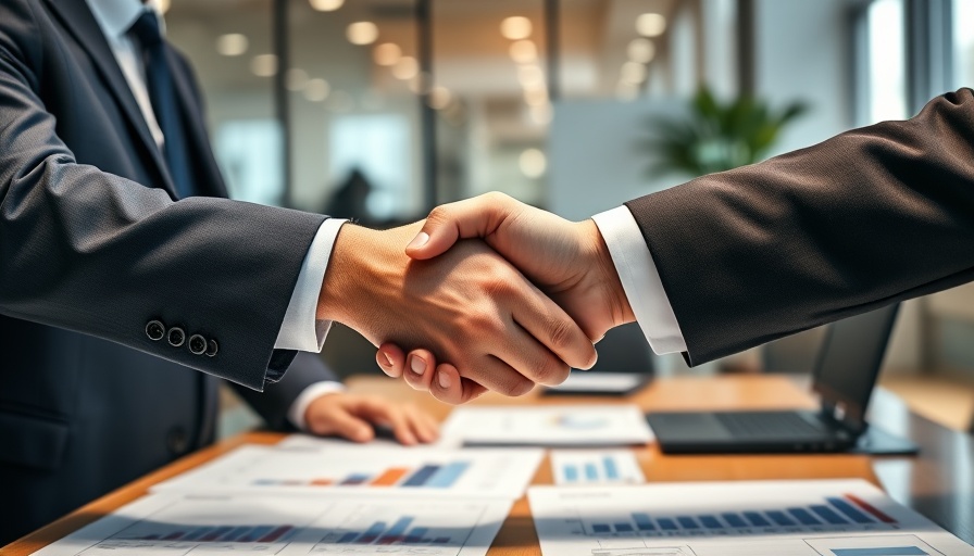 AI in construction bidding visual with handshake and charts.