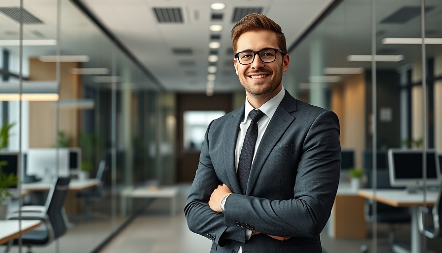 Business professional in modern office for commercial roofing tips.