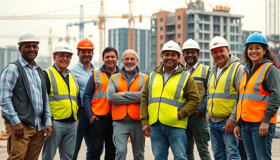Workforce development in construction: diverse team at site.