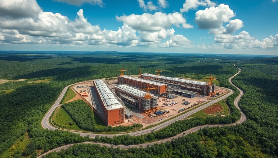 Rivian Georgia EV Plant construction with parking and greenery.
