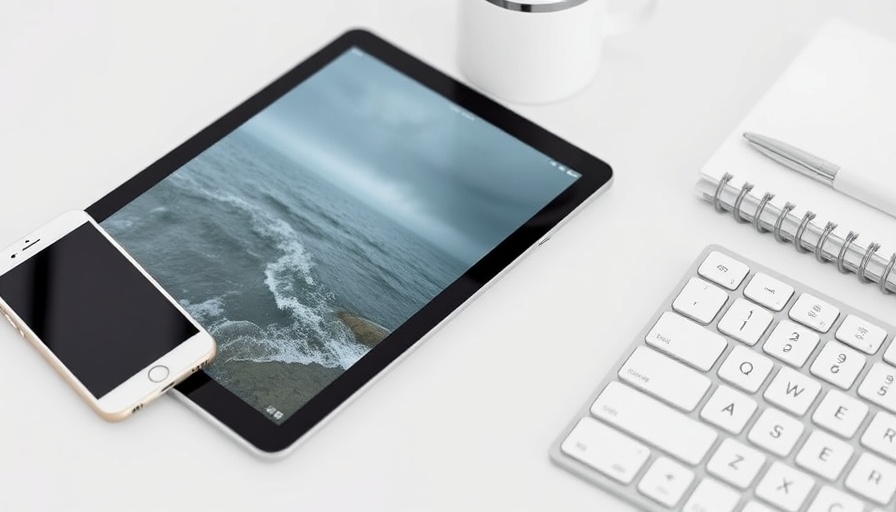 AI Tools for Roofing Manufacturers work setup with tablet, phone, notebook.