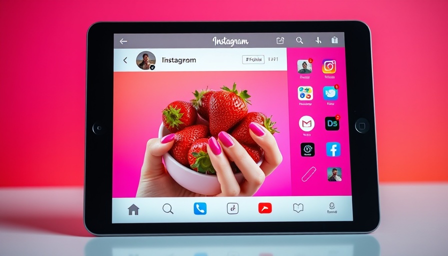 Instagram iPad app launch display with strawberry post.