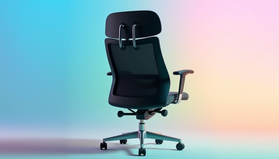 Modern office chair with lumbar support on colorful background.