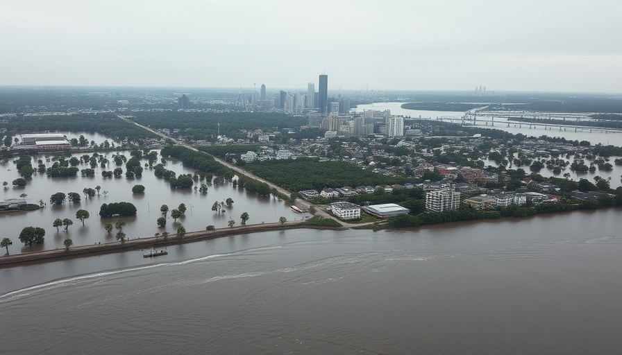 Aerial photo of flooding during a hurricane aftermath.