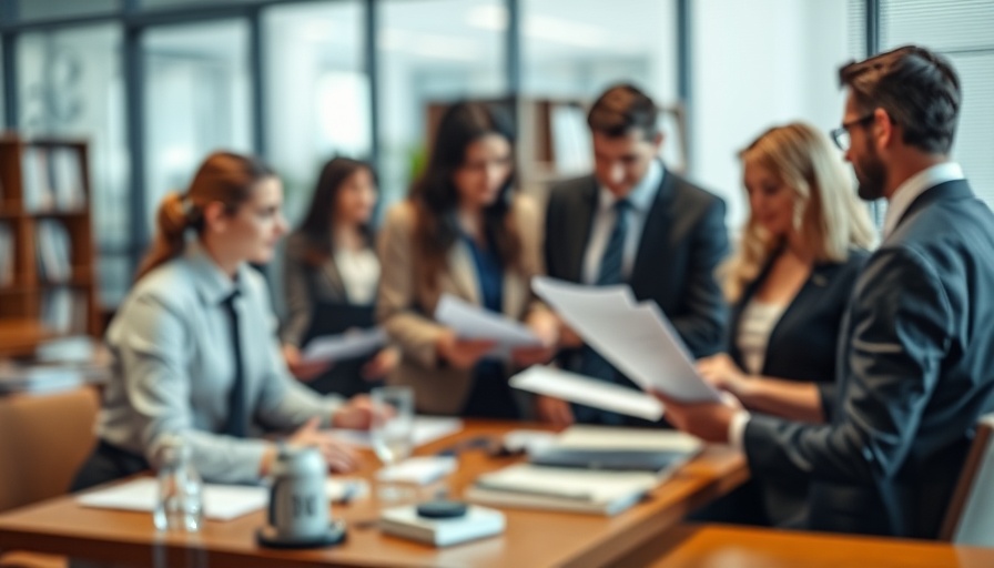 Professionals ensuring compliance with regulations, discussing documents.
