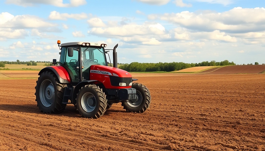 Massey Ferguson 5M Series Utility Tractor plowing a field on a sunny day