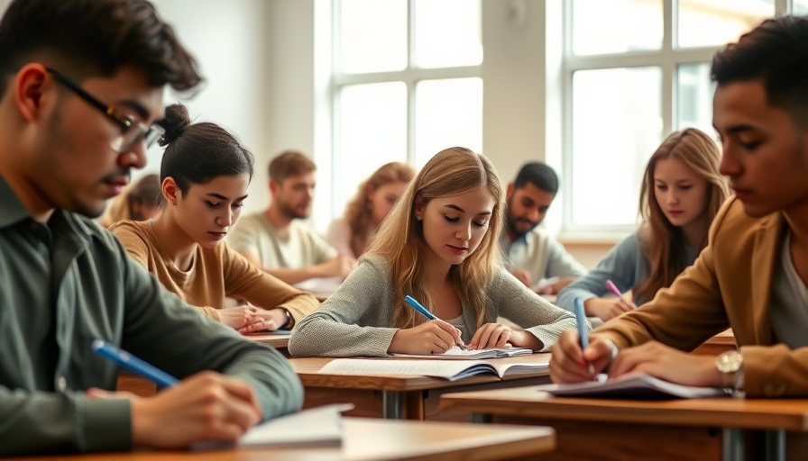 Engaging classroom with students writing, Fort Worth school focus