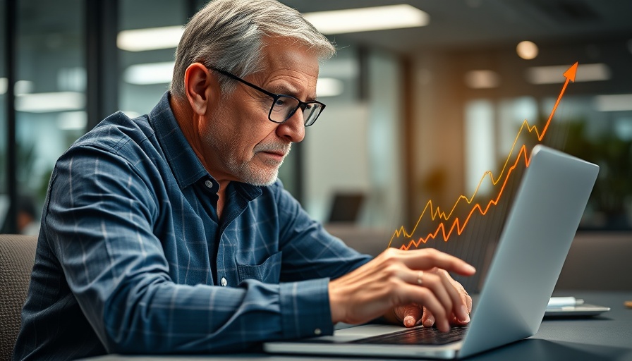 Older man analyzing graph on laptop, illustrating contractors high costs and labor shortages in 2026.