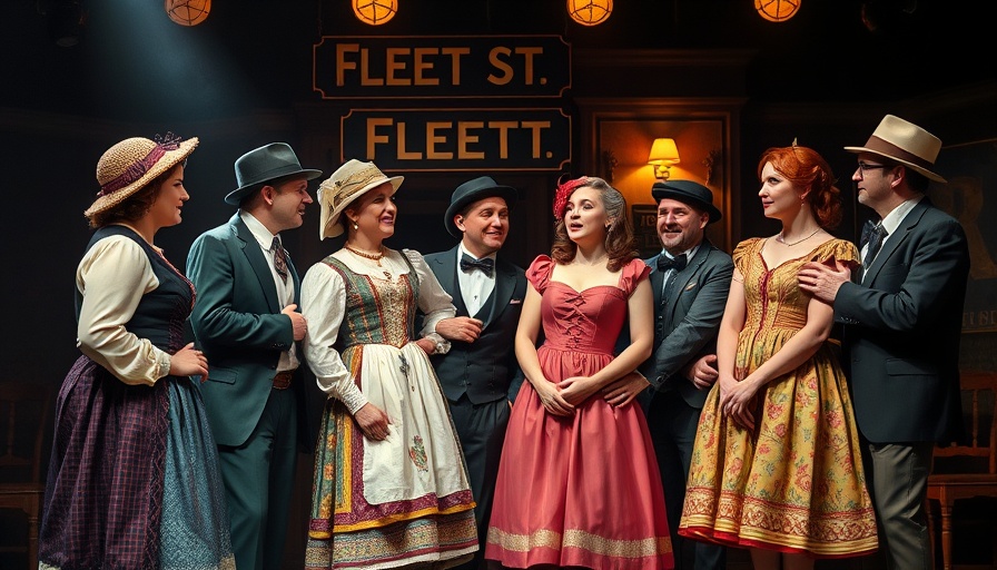 Actors on stage performing Demons of Fleet Street play, engaging expressions.