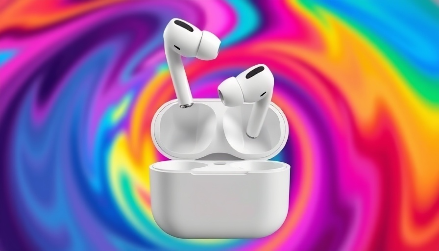 Apple AirPods Pro 3 with colorful abstract background.