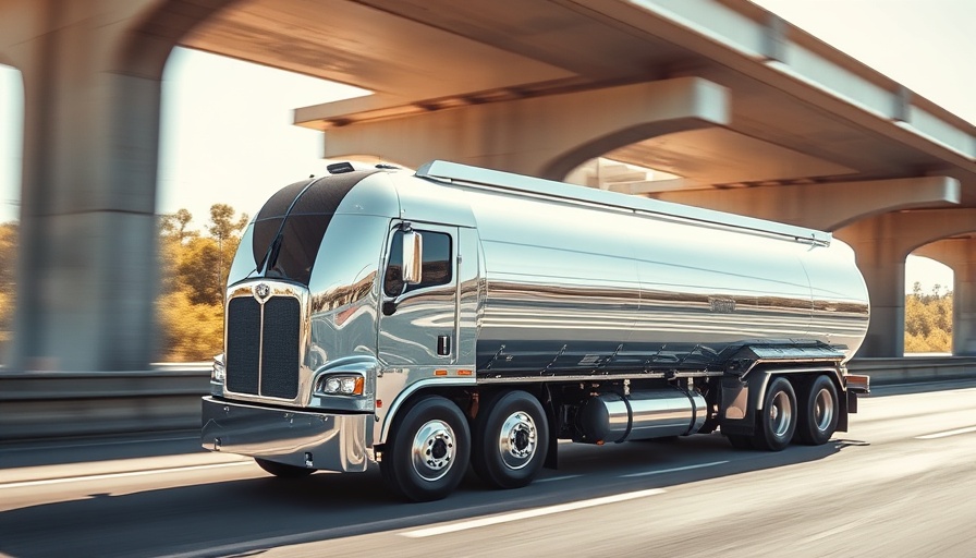 Tanker truck on highway during CVSA hazardous materials inspection.