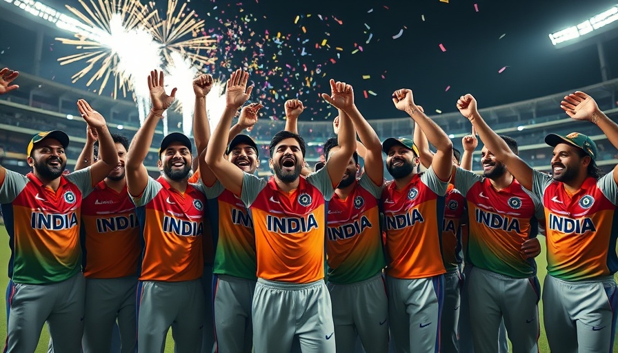 India Cricket Team Celebrating Victory Amidst Confetti and Fireworks