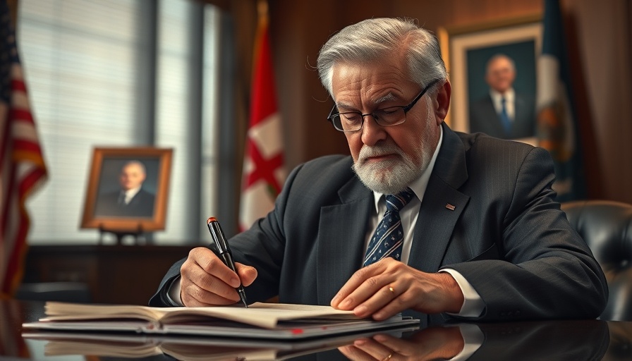 DOE Clean Energy project funding cuts: man signing document in office.