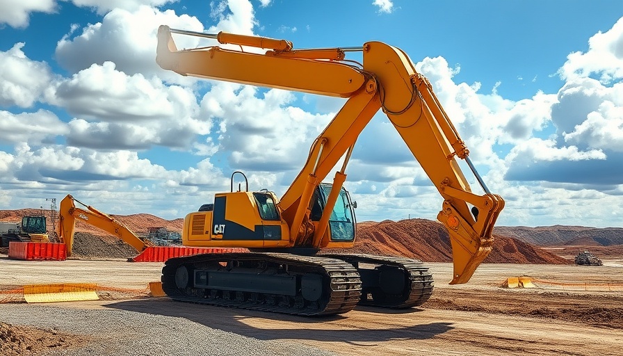 Yellow excavator on construction site under blue sky, highlighting construction labor shortage 2026.