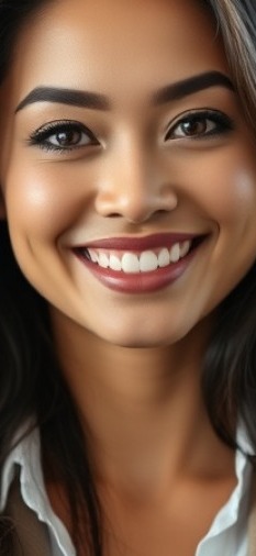 Portrait of a smiling woman in business casual at a private members club.