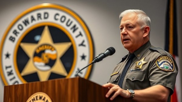 Broward County Sheriff addressing funding at podium