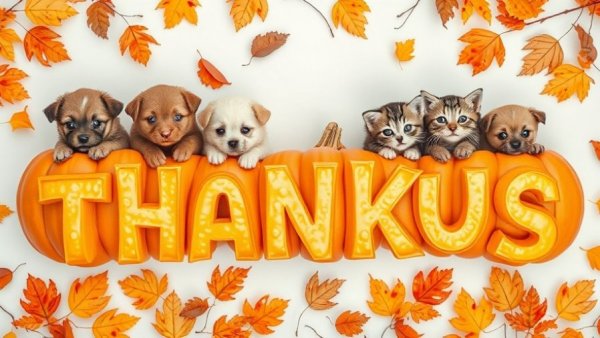 Veterinary community gratitude Thanksgiving pets and pumpkins.