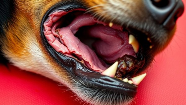 Dog with oral inflammation and neck swelling, clinical examination for recurrent sialocele.