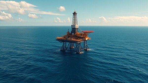 CO2 storage technology in oil fields: Offshore platform in vast ocean.