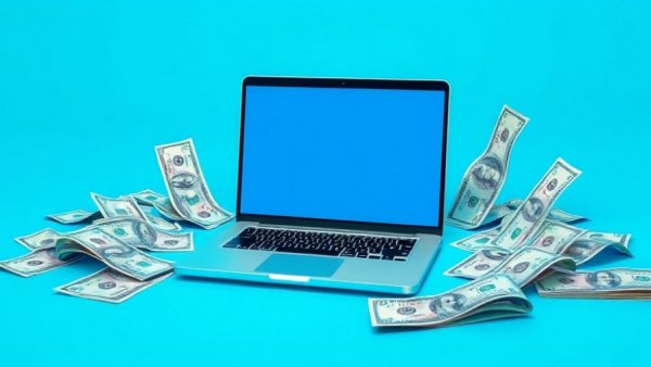 Laptop and dollar bills illustration symbolizing Tax Breaks 2025 for Veterinary Clinics