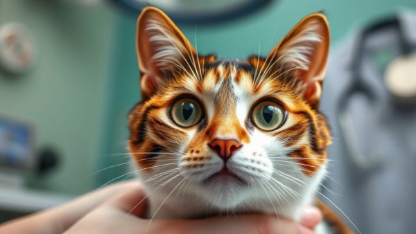 Thailand cat undergoing pacemaker surgery preparation, wide-eyed.