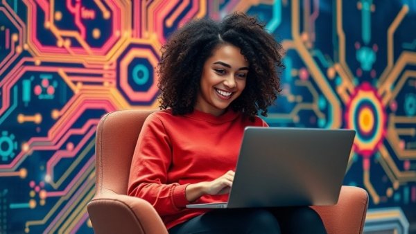 Differences Between ChatGPT Gemini Claude: Woman using laptop with tech background