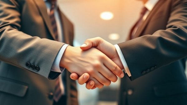 Close-up handshake, business setting, self-introduction mistakes concept.