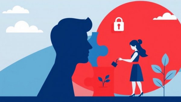 Abstract illustration of skills necessary for thriving entrepreneurship with people placing puzzle pieces.